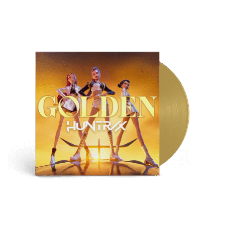 Demon Hunters Golden Vynil 7” limited edition with sticker sheet and photo card from KPop Demon Hunters Netflix film