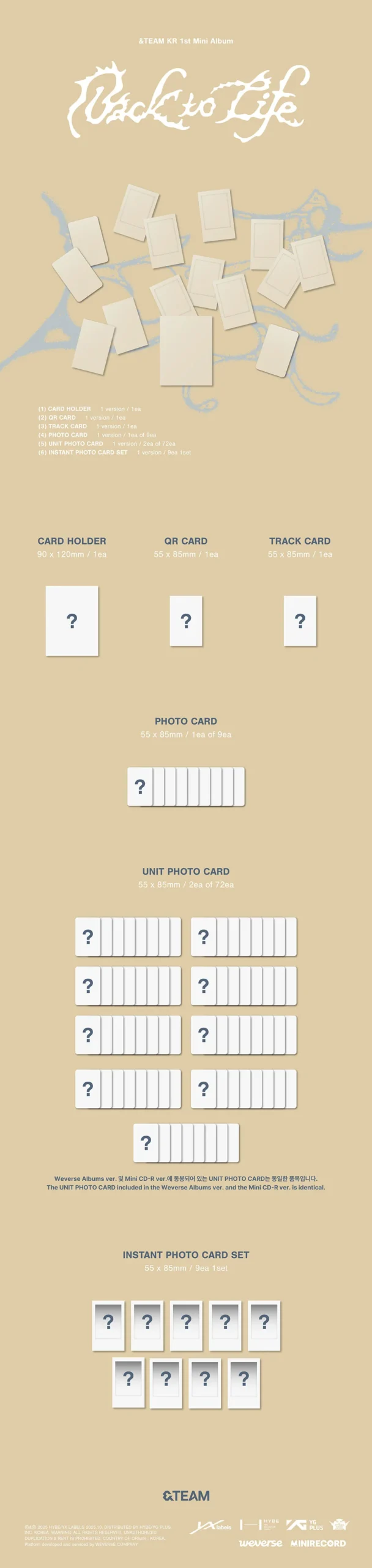 &TEAM Weverse Album BACK TO LIFE – Random Logo Memo Pad Gift