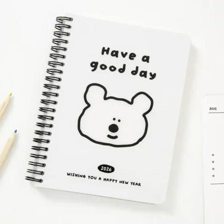 Bear 2026 diary with cute bear cover and dated inner pages.