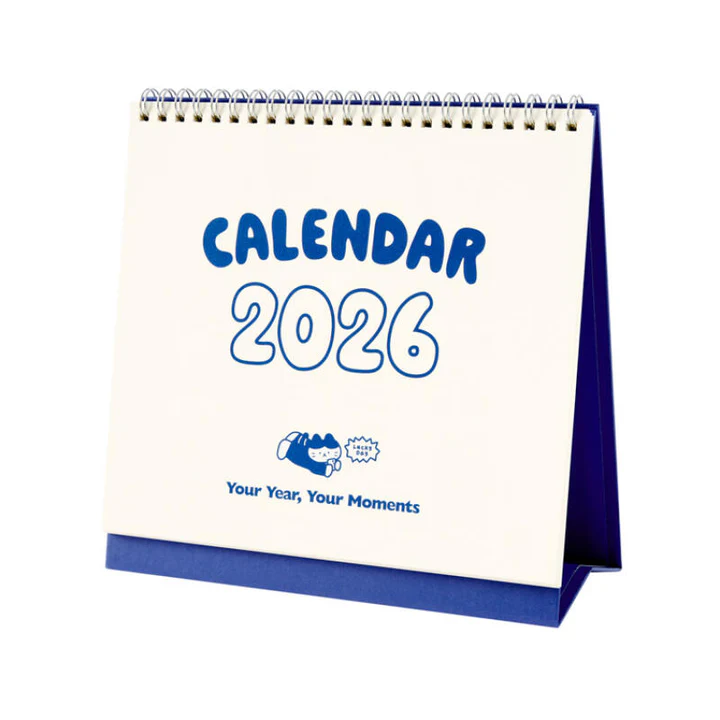 2026 Blue desk calendar with minimalist blue layout