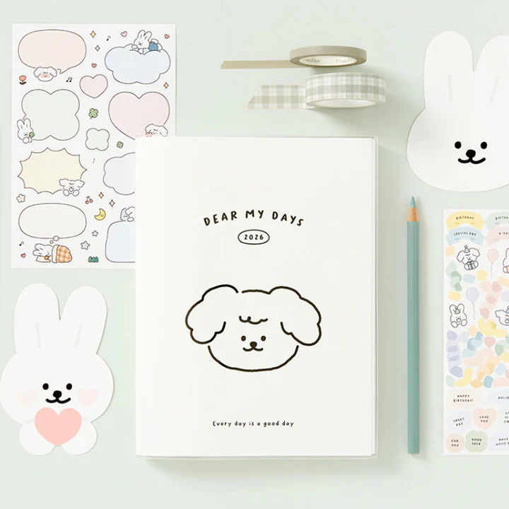 2026 Dear My Days Diary Ivory with stickers and dome postcards