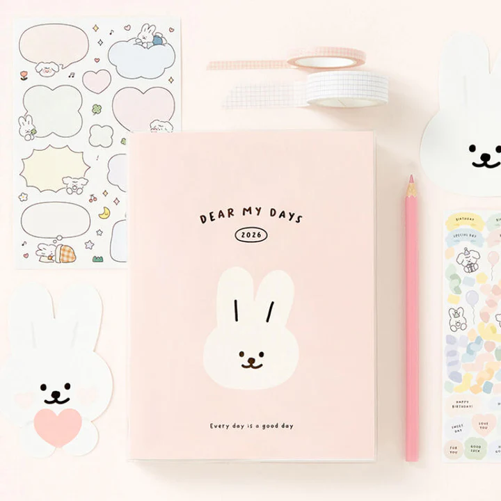 2026 Dear My Days Diary Pink with stickers and postcards