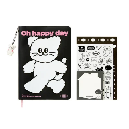 2026 Oh Happy Day Diary Black with accessories and DS fabric cover