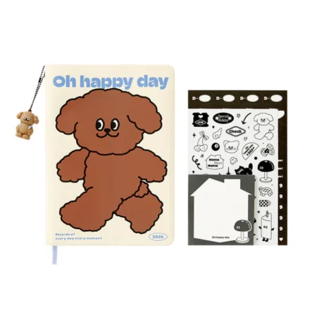 2026 Oh Happy Day Diary Ivory with poodle theme and accessories
