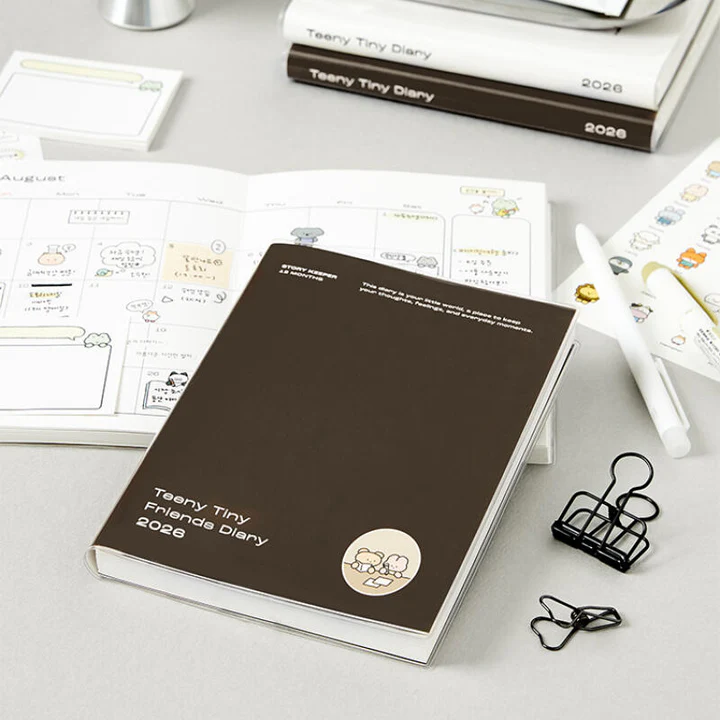 Teeny Tiny Friends Diary Brown 2026 planner with PVC cover