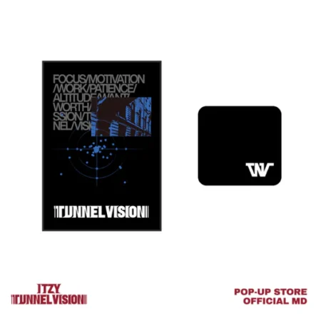 Official ITZY Tunnel Vision blanket and multi pouch set in polyester material