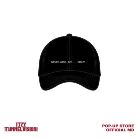 ITZY Tunnel Vision official cotton ball cap from the POP-UP STORE in black.