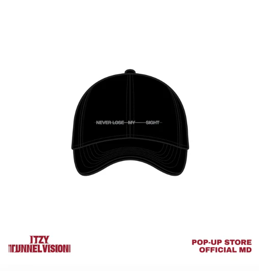 ITZY Tunnel Vision official cotton ball cap from the POP-UP STORE in black.